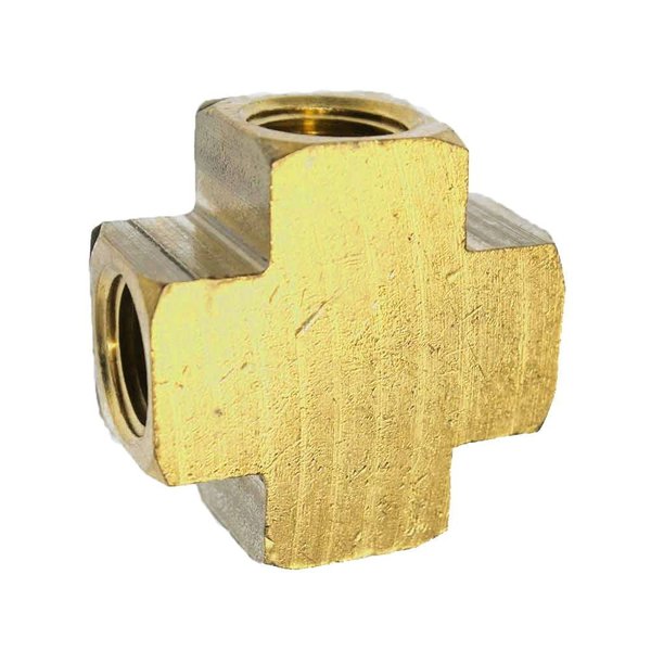 Interstate Pneumatics Brass Cross Fitting - 1/8 Inch NPT (x4) FP22X